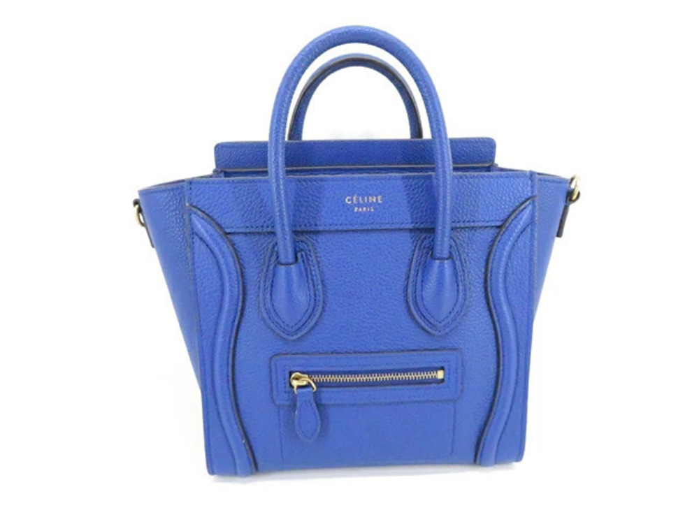 Celine Luggage Tote Tote Bag Shopper Leather Blue